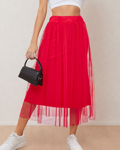 Royalfashion Fustă midi cu două straturi pentru femei