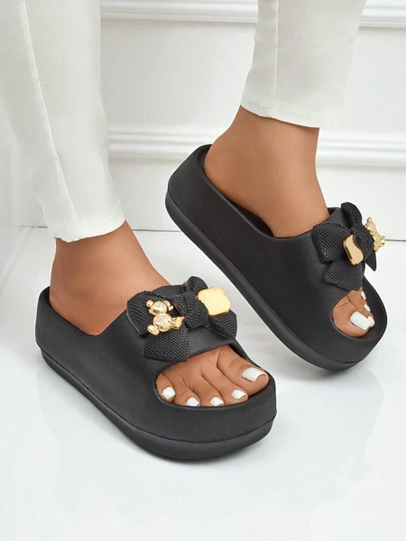 Royalfashion Șlapi de damă din cauciuc cu fundiță decorativă Alday