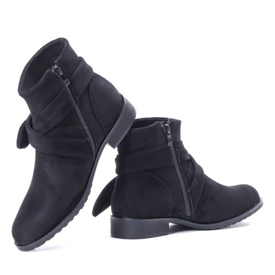 Czarne, zamszowe botki z kokardą Tabitha - Obuwie