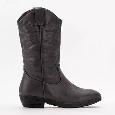 OUTLET Cizme cowboy dama gri inchis din piele ecologica Vetika - Incaltaminte
