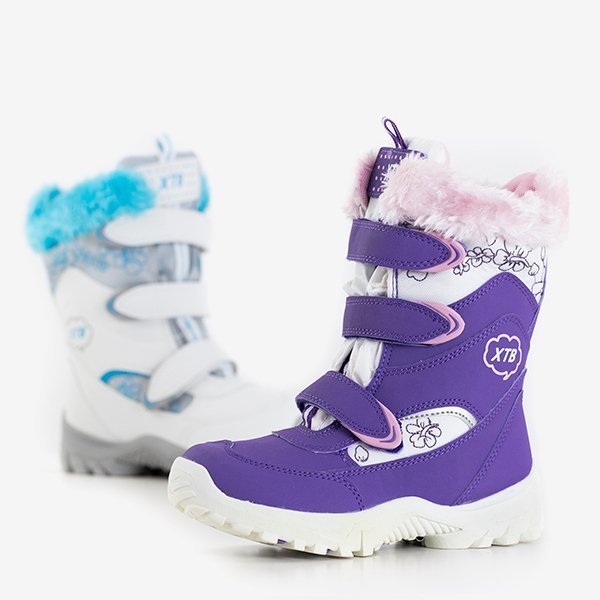 Cizme de zăpadă pentru copii Artaki violet cu blană - Încălțăminte