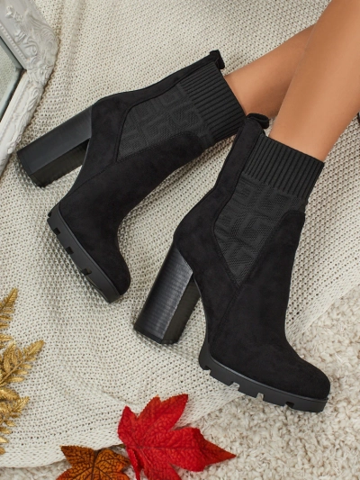 Botine damă eco piele întoarsă cu toc Vansoria