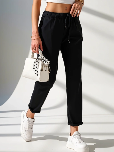 Royalfashion Pantaloni din țesătură simplă pentru femei