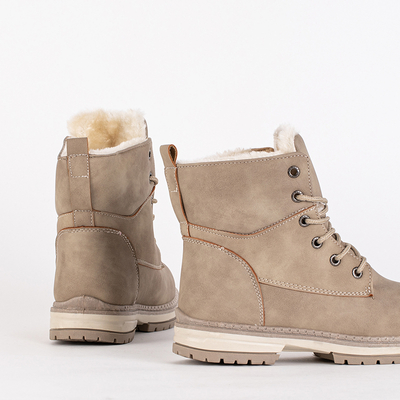 Cizme de dama bej mate Misqa- Incaltaminte