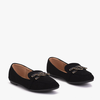 Mocasini negri de dama cu decor Olly - Incaltaminte