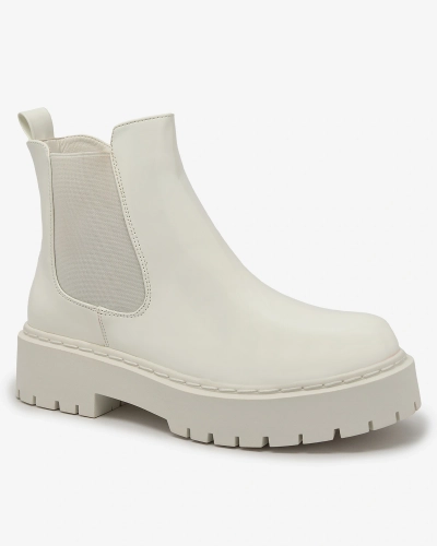 Royalfashion Cizme albe lăcuite fără toc pentru femei Glossy Chic