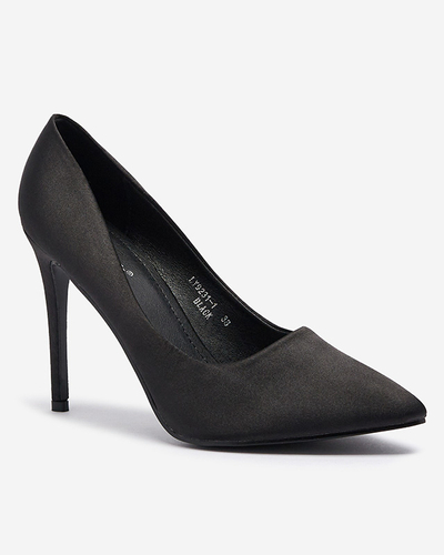 OUTLET Pantofi negri din satin pentru femei pe un stiletto mai înalt Norija - Încălțăminte