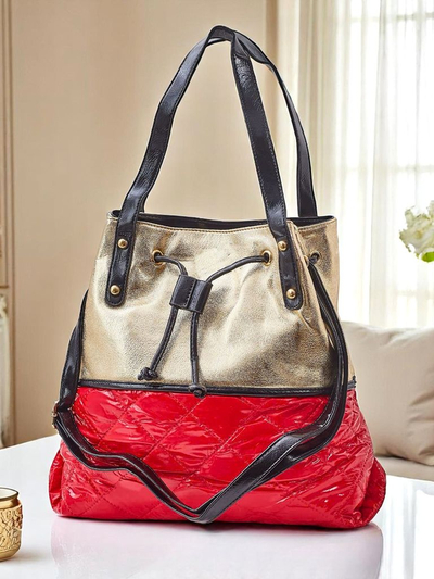 Royalfashion Geantă mare de damă Golden Luxe Shopper