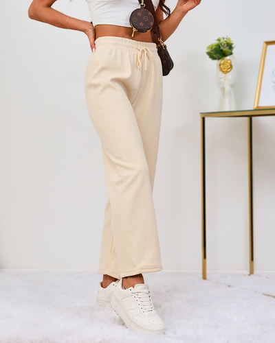 Royalfashion Pantaloni pentru femei din catifea crem încălzit