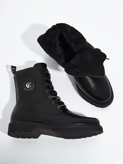 Botine de damă Tavira din piele ecologică cu șireturi