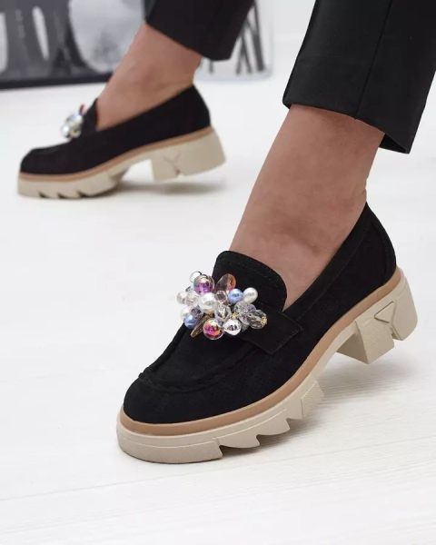 Mocasini negri traforați de damă Peloga- Footwear