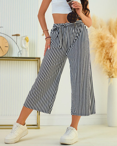 Royalfashion Pantaloni culotte largi cu dungi pentru femei