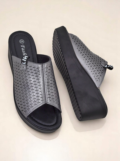 Royalfashion Klapki pou fanm sou talon Luna Wedge