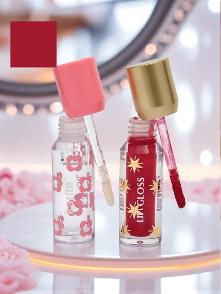 2-in-1 Glitter and Clear Lip Gloss Lady Bug