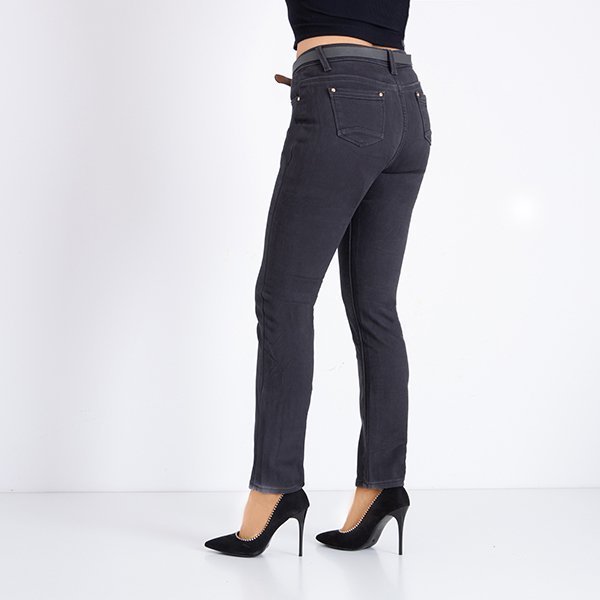 Pantaloni din velur gri cu centură căptușită - Îmbrăcăminte