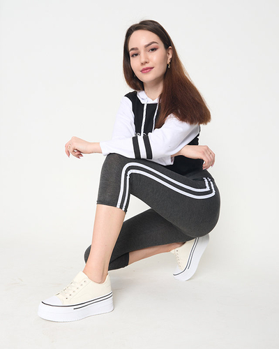 Jambiere de damă gri închis cu dungi - Îmbrăcăminte