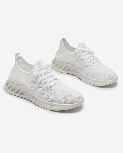 Pantofi sport de damă din material textil, de culoare albă Acarfi- Footwear