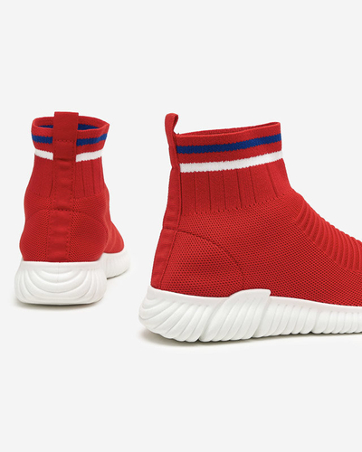 OUTLET Pantofi sport roșii de damă cu glezne înalte by Deloni - Încălțăminte
