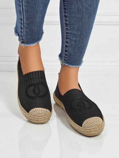 Women's Atena espadrilles black - flat heel, ecological suede leather