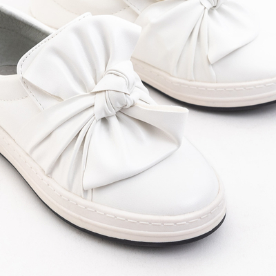 OUTLET Pantofi albi pentru fete cu fundita Yolai - Incaltaminte