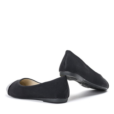 Baleryny czarne matowe z lakierowanym noskiem Doria - Obuwie 