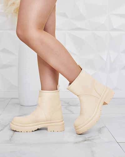 Royalfashion Cizme pentru femei bej mat cu talpă mai groasă Holeopi