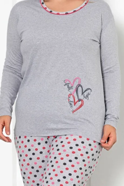 Royalfashion Pijama din bumbac pentru femei, 2 piese, cu buline MĂRIME MARE