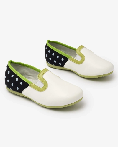 Pantofi de damă de culoare albă din piele ecologică cu imprimeu de mazăre pentru fete Rellme- Footwear
