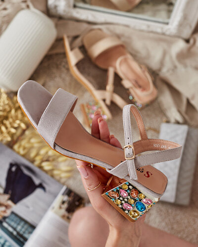 Royalfashion Sandale de damă pe postament cu cristale Ohvare