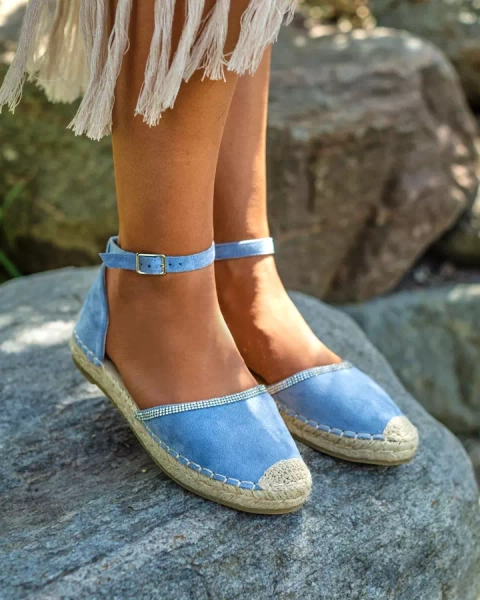 Royalfashion Espadrile de damă cu zirconii în albastru Rieta