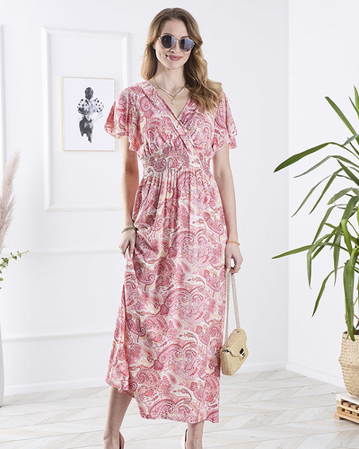 Rochie midi roz cu model pentru femei Îmbrăcăminte
