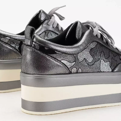 OUTLET Pantofi dama gri pe platforma Exira - Incaltaminte