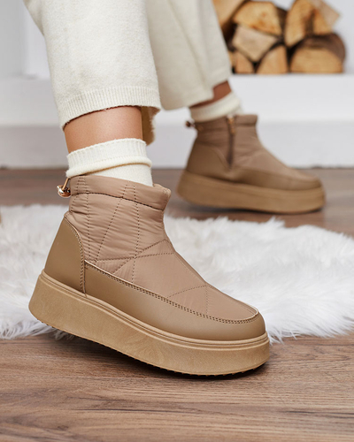 Royalfashion Cizme de zăpadă slip-on pentru femei de culoare maro Armeda