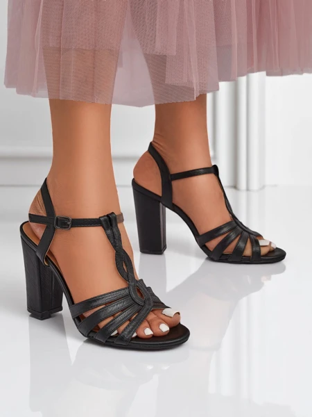 Royalfashion Sandale cu toc gros pentru femei Daffi Elegance