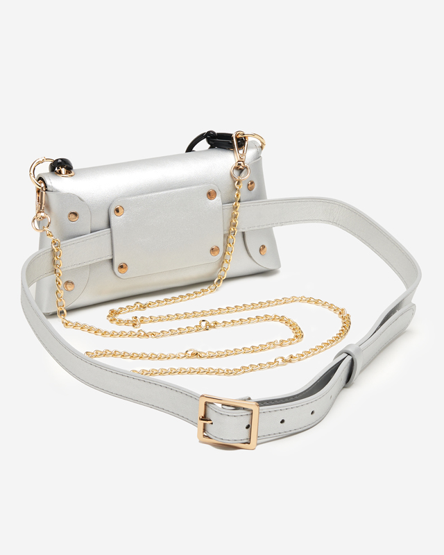 Geantă mică pentru rinichi argintiu cu relief - Accesorii