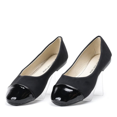 Baleryny czarne matowe z lakierowanym noskiem Doria - Obuwie 