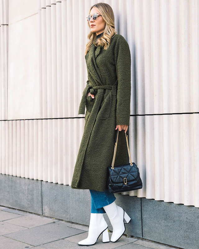 Palton verde de oaie până la glezne pentru femei - Îmbrăcăminte