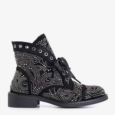 Cizme de damă negre cu zirconiu cubic Elwira - Încălțăminte