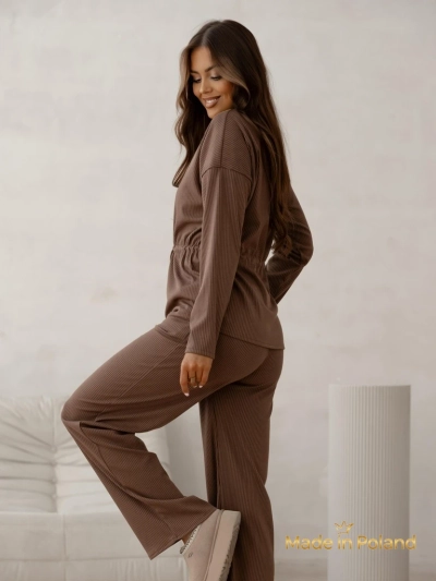 Royalfashion Set dama din bumbac, tip pulover, cu striatii