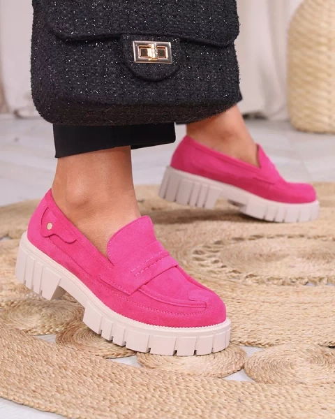 Royalfashion Eco mocasini din piele de căprioară fucsia pentru femei Siherta