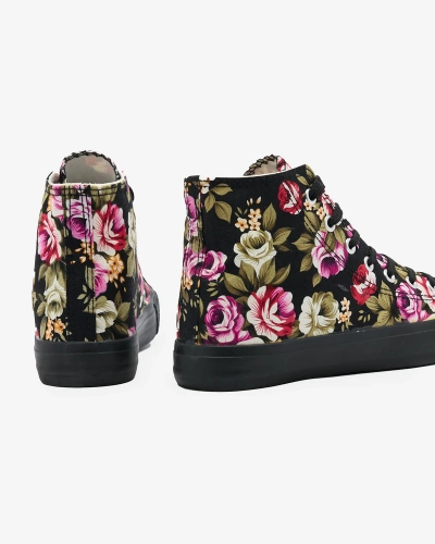 Royalfashion Adidași înalți pentru femei Black Floral Soxic