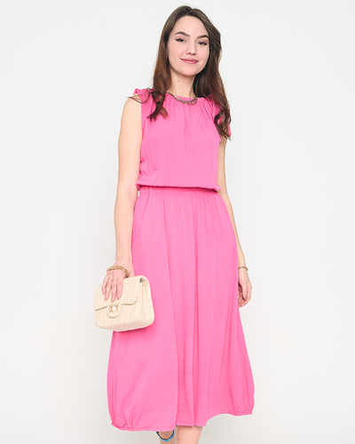 Rochie de dama fuchsia cu bretele cu buzunare - Imbracaminte