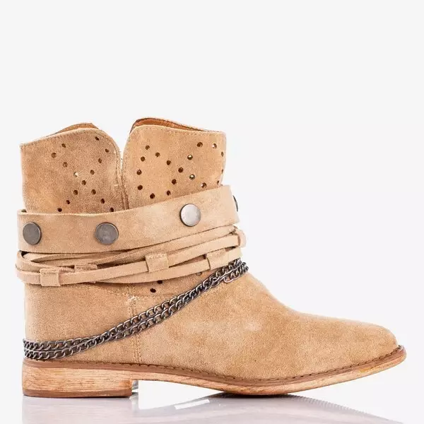 OUTLET Cizme maro deschis a'la cizme de cowboy pe o pană de interior Salemi - pantofi