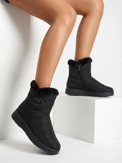 Botine Dama Diana Negre Textile Confortabile pentru Iarnă