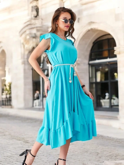 Rochie midi Royalfashion pentru femei cu volane și mâneci scurte