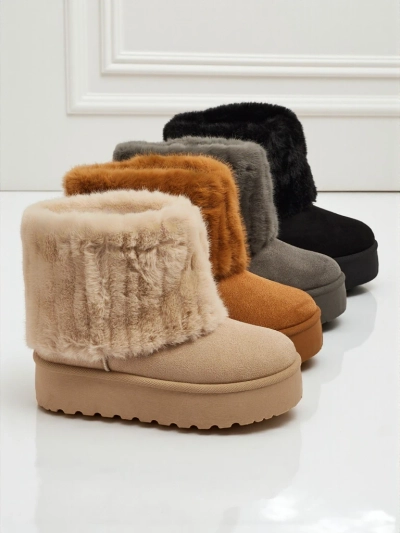 Ghete tip snowboots de damă cu blană artificială Irelle