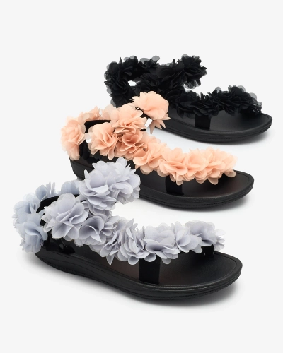 Royalfashion Sandale de damă gri cu flori Alferroy