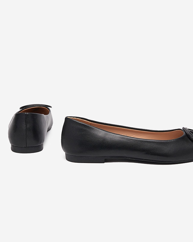 OUTLET Balerini negri ascuțiți de damă cu ornament pe vârf Manico - Încălțăminte