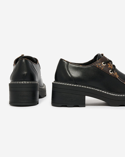 Royalfashion Cizme jumătăți de damă negre pe talpă groasă Dobbin