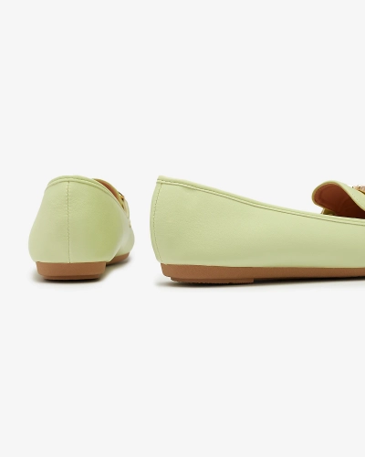 Mocasini de damă din piele ecologică verde cu ornament Wiwet-Footwear